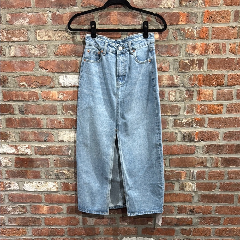 NWT Commense Leisure Denim Slit Maxi Skirt